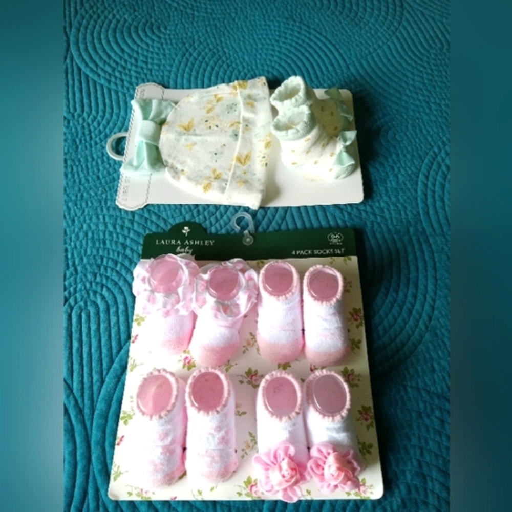 NWT Lot of Kyle & Deena Hat and Socks Set and Laura Ashley Pink & White Socks